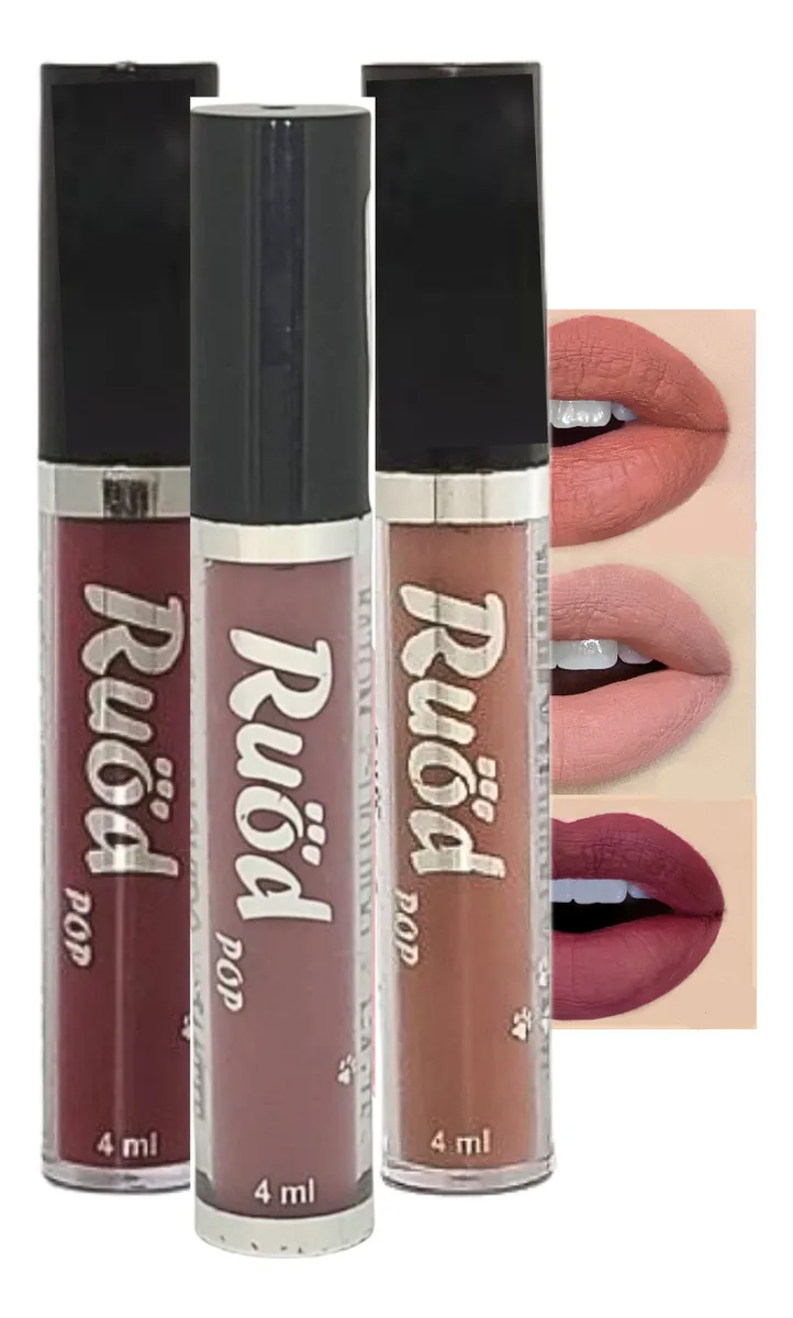 Kit Com 3 Batom Líquido Matte Ruöd Pop Kit Promoção
