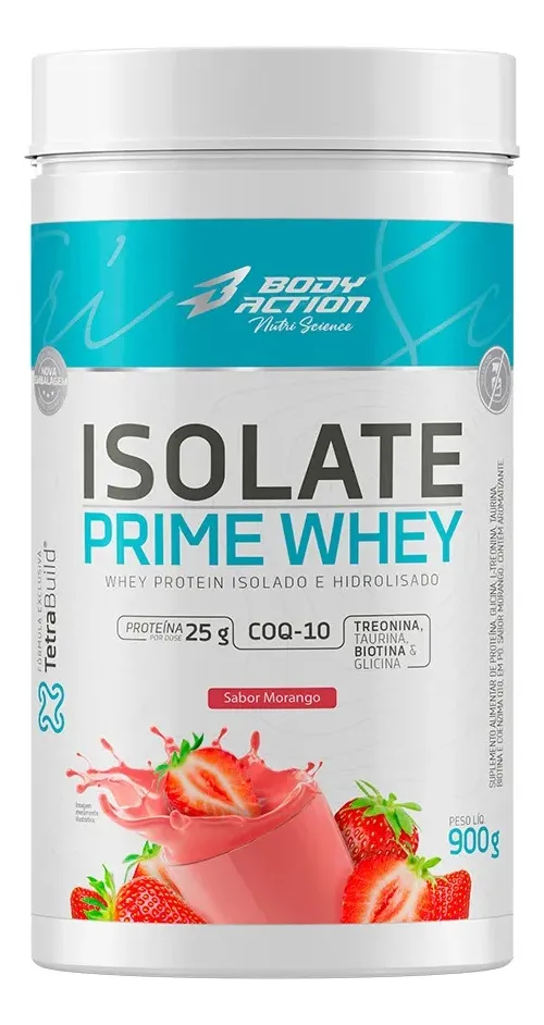 Isolate Prime Whey 900g - Sabor Morango - Body Action